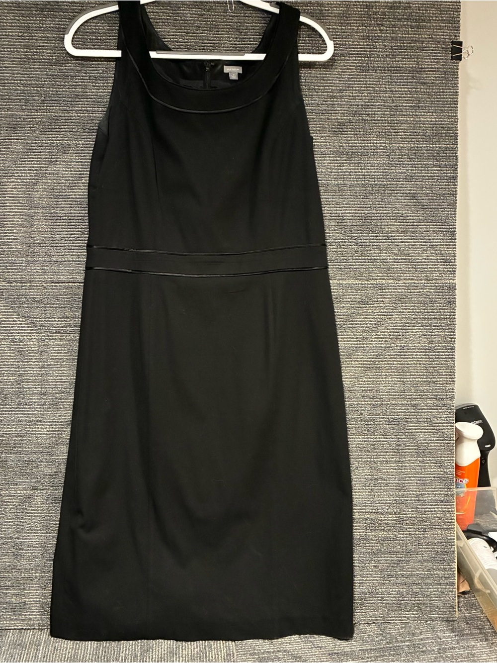 Ann Taylor Factory Black Sleeveless Sheath Dress with Waist Trim